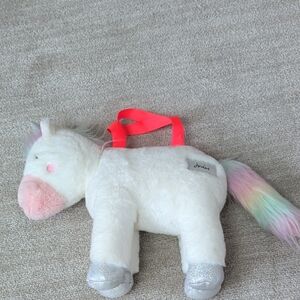 Joules White and Pink Unicorn Plush Purse